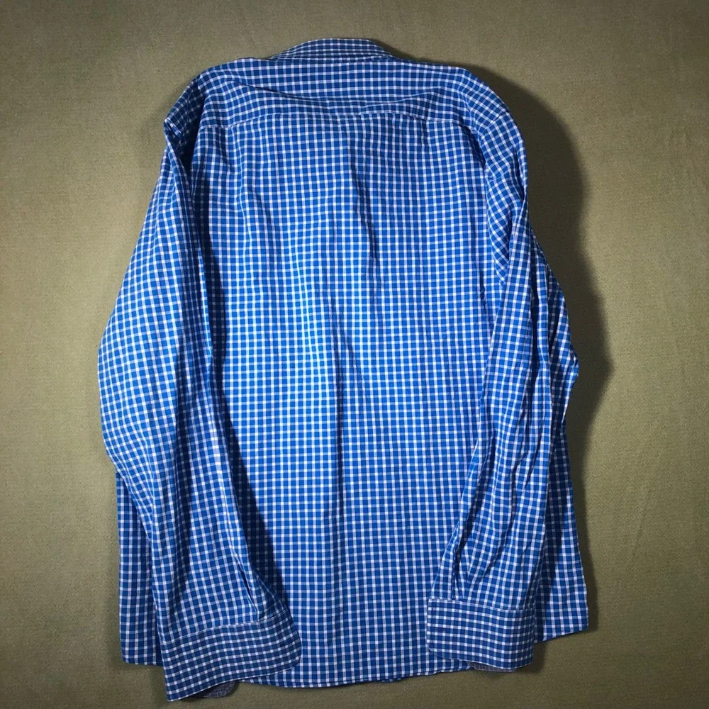 Banana Republic Button Down Shirt Mens M Blue Gingham Soft Wash Standard Fit